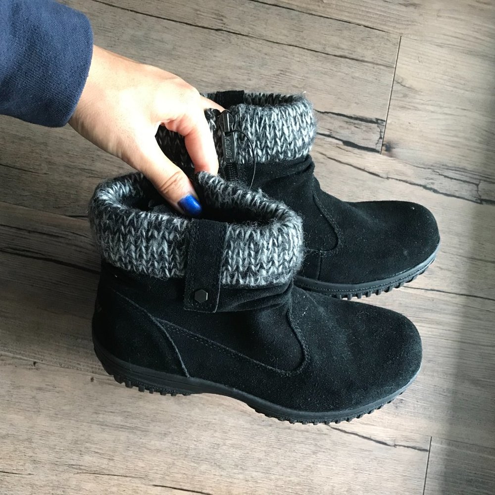 Khombu Women's Laura Black Suede Leather Winter Size 6